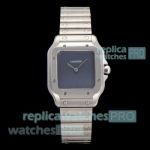 Swiss Replica Cartier Santos Quartz Stainless Steel Gray Dial Ladies Watch 